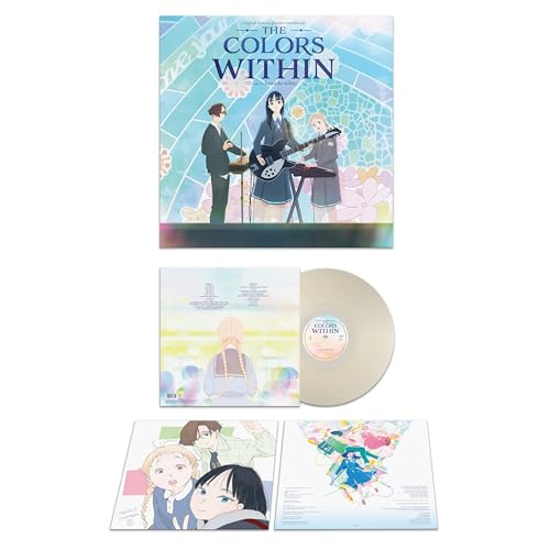 Vinyl record with anime-style cover art depicting students and musicians.