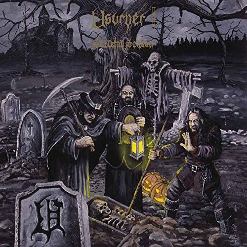 CD cover art: dark fantasy scene with hooded figures and a graveyard.
