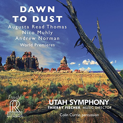 CD cover for Utah Symphony’s “Dawn To Dust” with desert landscape.