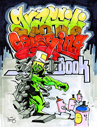 A green monster breaks through a wall with anthropomorphic spray paint cans nearby.