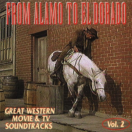 CD cover: cowboy on horseback in front of a brick building.