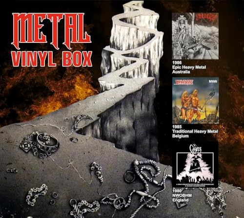 Metal vinyl box set with album art and metal accessories.