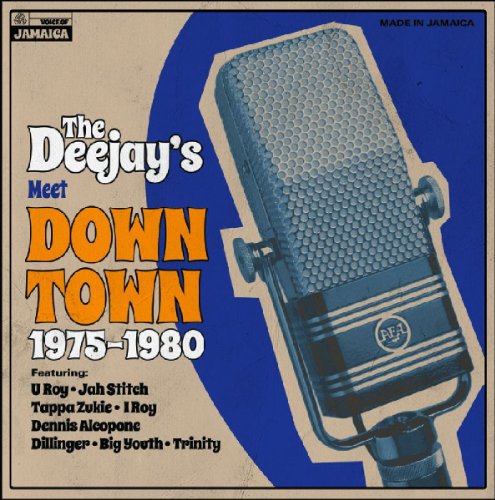 Vinyl record cover: vintage microphone with text “The Deejays Meet Down Town.”