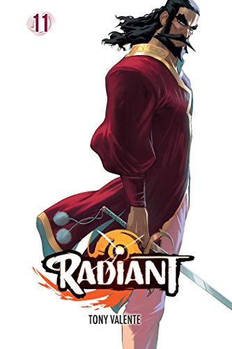 Cover of Radiant Volume 11, featuring a dark-haired man with a sword.