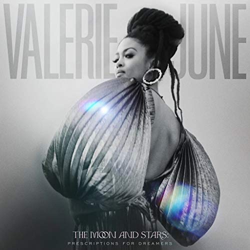 Valerie June album cover, portrait of a woman with a celestial drape.