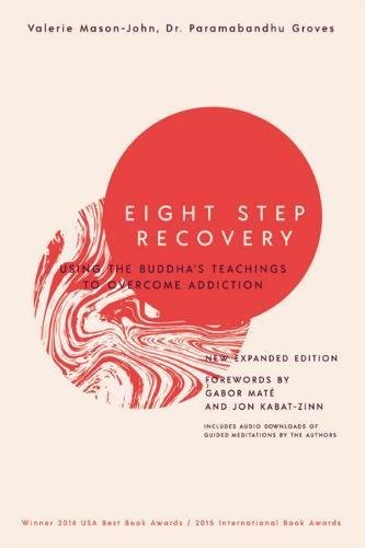 Book cover with red circle, white text: "Eight Step Recovery.