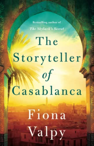 Book cover: “The Storyteller of Casablanca” with a palm tree and city skyline.