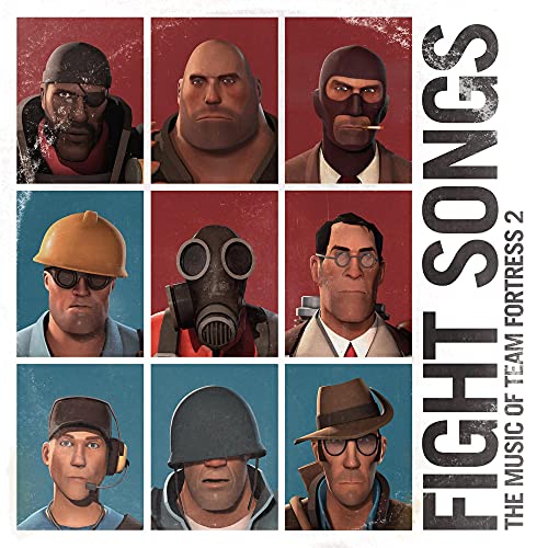 CD cover featuring nine character portraits from the video game Team Fortress 2.
