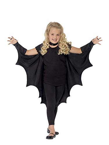 Child wearing black vampire bat wings and a black outfit.