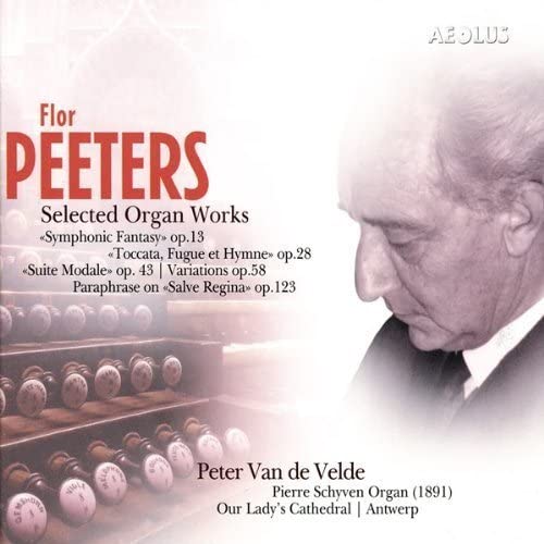 CD cover featuring Flor Peeters and an organ, with track listing details.