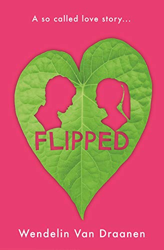 Book cover with a heart-shaped green leaf featuring silhouettes of a boy and girl.