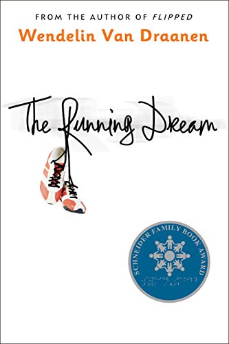 Book cover: "The Running Dream" with running shoes and award seal.