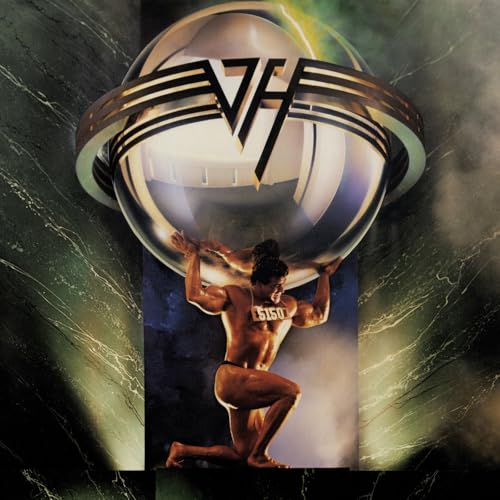 Van Halen’s “5150” album cover: a man straining to hold a sphere.
