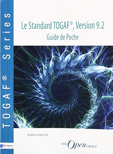 Book cover: “Le Standard TOGAF, Version 9.2” with abstract blue swirl design.