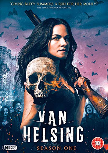 DVD cover of "Van Helsing: Season One" featuring a woman holding a skull and axe.