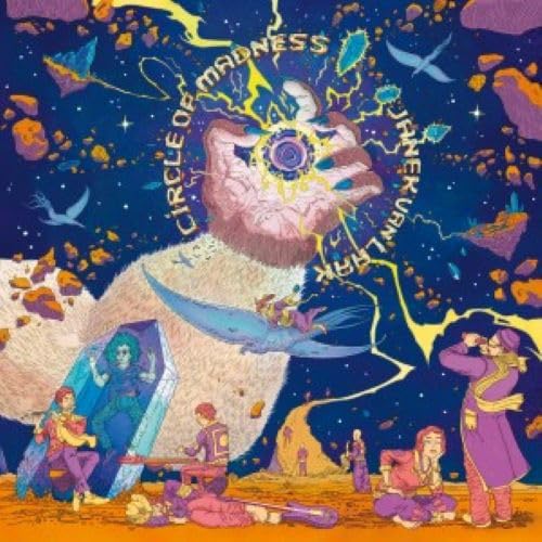 Surreal album art shows a giant hand holding a glowing orb above fantasy figures.