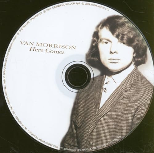 CD of Van Morrison's "Here Comes" album with his portrait.