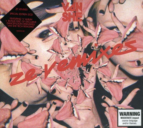 Van She “V & Ze Vemixes” CD cover with repeating lips and text.