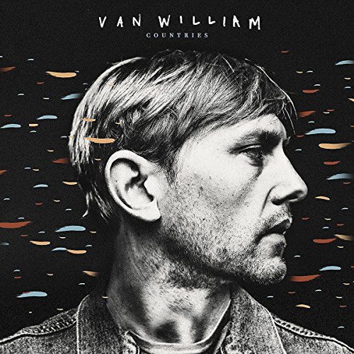 Black and white portrait of a man on a vinyl album cover.