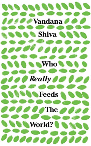 Book cover with black text on a white background patterned with green leaf shapes.