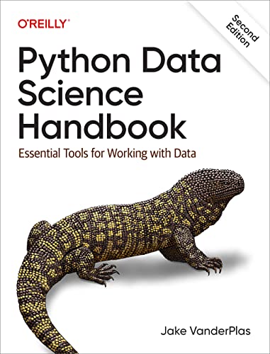 Book cover: "Python Data Science Handbook" with a lizard image.