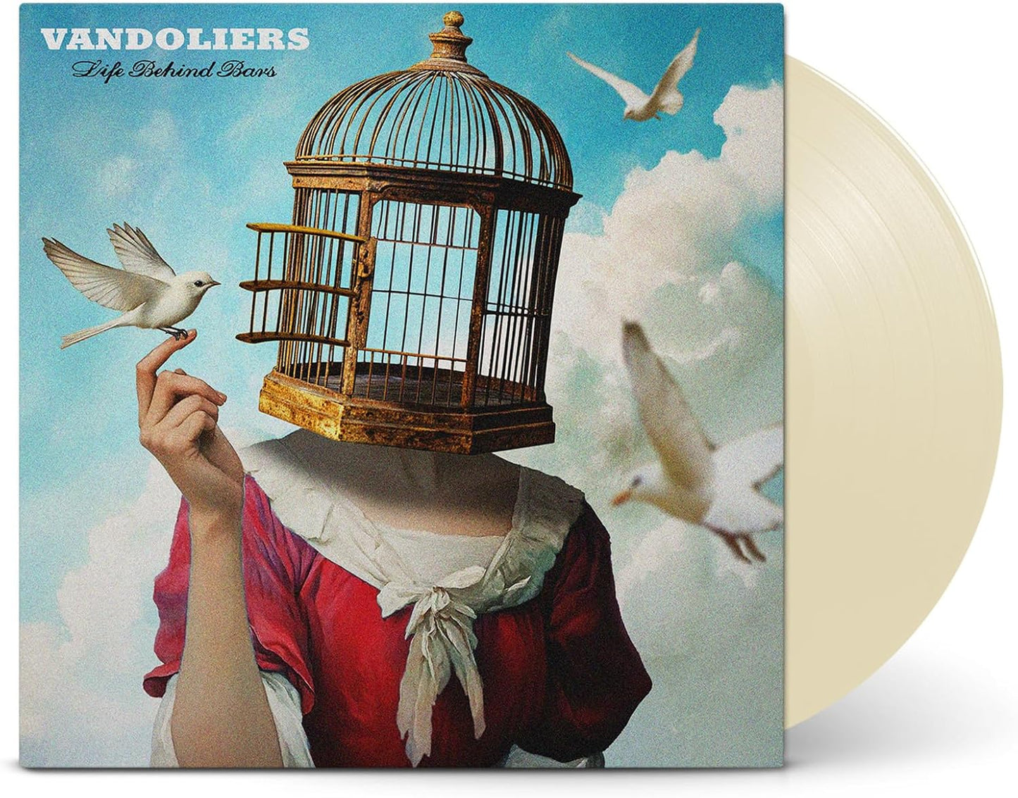 Vinyl record cover: hand holding a birdcage with flying doves.