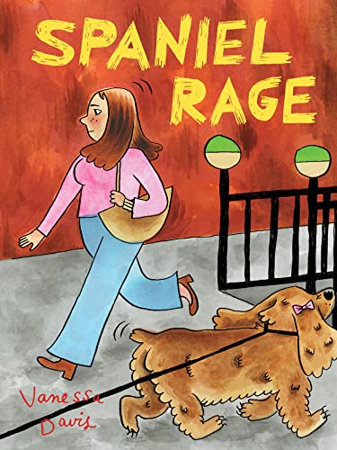 Book cover: woman walking a determined-looking spaniel on a leash.