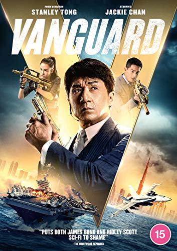 DVD cover art for the film Vanguard featuring Jackie Chan and other armed actors.