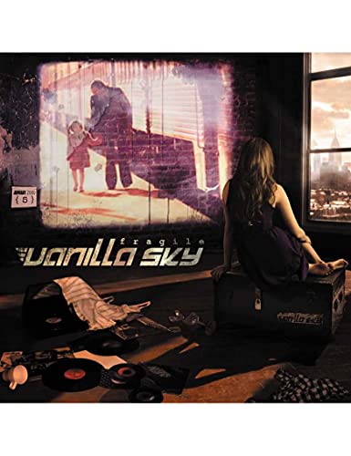 CD cover for Vanilla Sky’s “Fragile” featuring figures and a projected image.