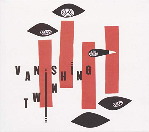 CD cover with abstract eyes and red rectangles spelling "Vanishing Twin".