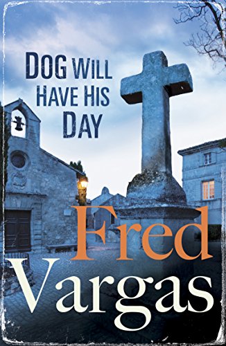 Book cover showing a stone cross in a village square at twilight.