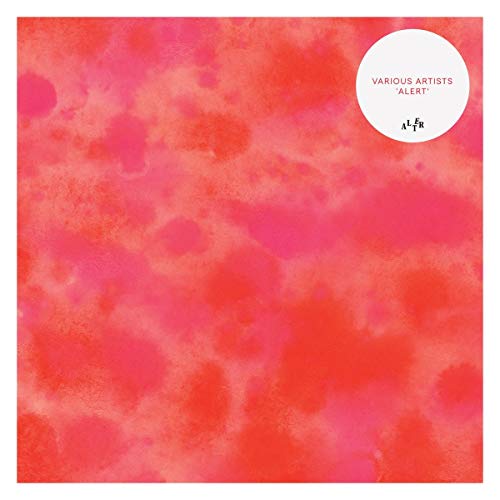 Vinyl album cover with a red and pink watercolor background and a circular label.
