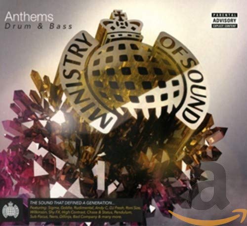CD cover for “Anthems Drum & Bass” featuring a gold crown and crystals.
