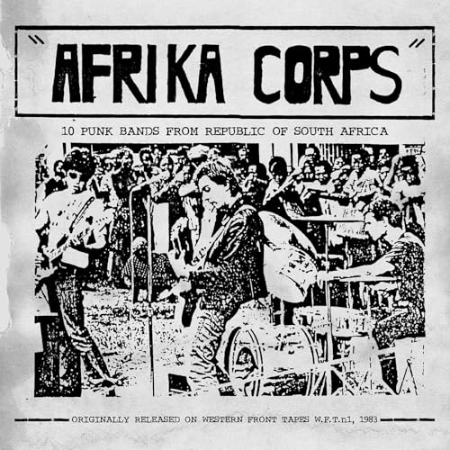 Black and white album cover featuring a punk band performance scene.