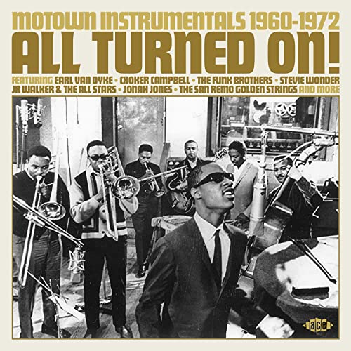 CD cover for “All Turned On!” featuring a 1960s Motown instrumental band.
