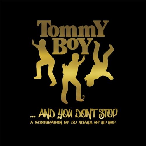 Black album cover with gold lettering and silhouettes of breakdancers.
