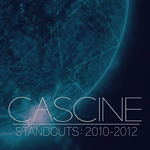 CD cover for “Cascine Standouts: 2010-2012” with abstract blue geometric design.