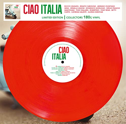 Red vinyl record labeled “Ciao Italia” with white text and a central label.
