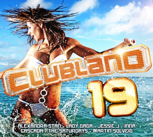 CD cover for “Clubland 19” featuring a woman dancing in water.