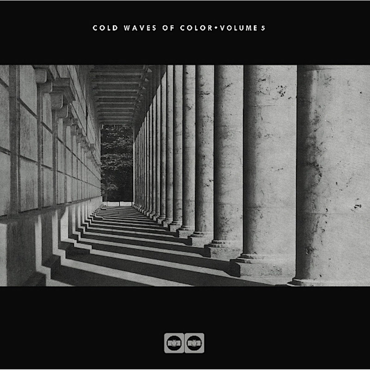 CD cover: black and white image of a long, classical colonnade.