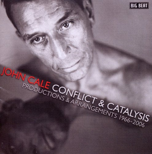 "CD cover with black and white photo of man and red and white text."
