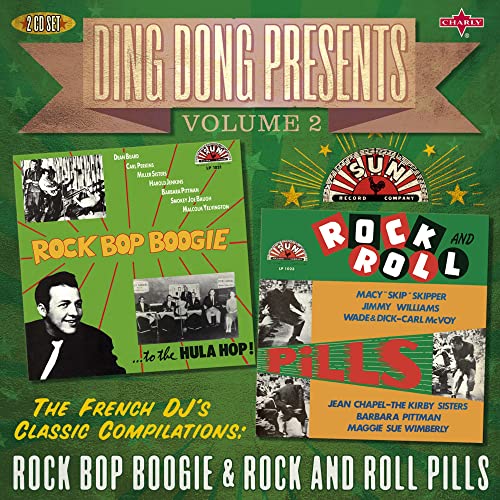 CD cover for “Ding Dong Presents Volume 2” with vintage rock and roll imagery.