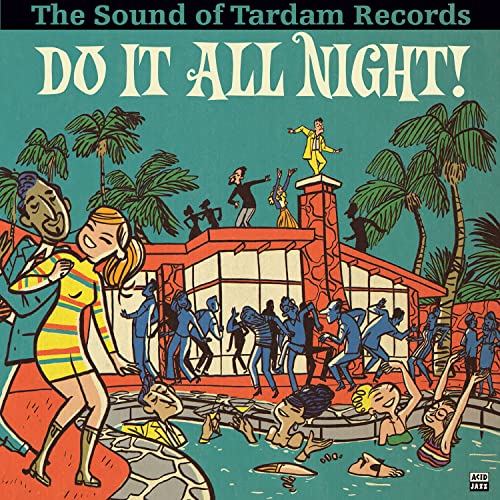 Record cover depicting a lively party scene with people dancing outdoors.
