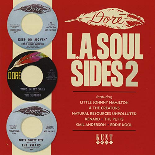 CD cover for “Dore L.A. Soul Sides 2” with record labels and feather.