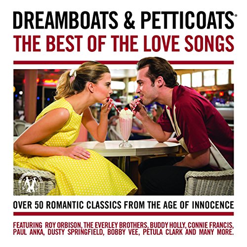 CD cover for "Dreamboats & Petticoats" featuring a couple at a diner.
