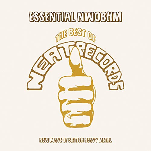 CD cover for “Essential NWOBHM” featuring a hand giving a “rock on” sign.
