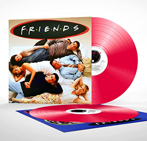 Friends" soundtrack vinyl record with cast photo cover and red discs.