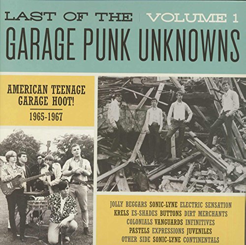 Vinyl record cover for "Garage Punk Unknowns" with band photos and text.
