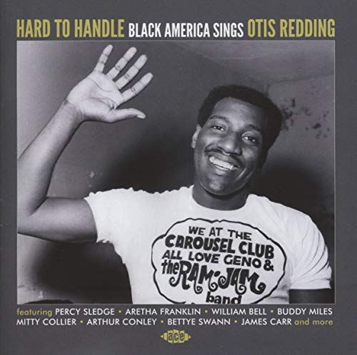 CD cover: black and white photo of Otis Redding with waving hand.