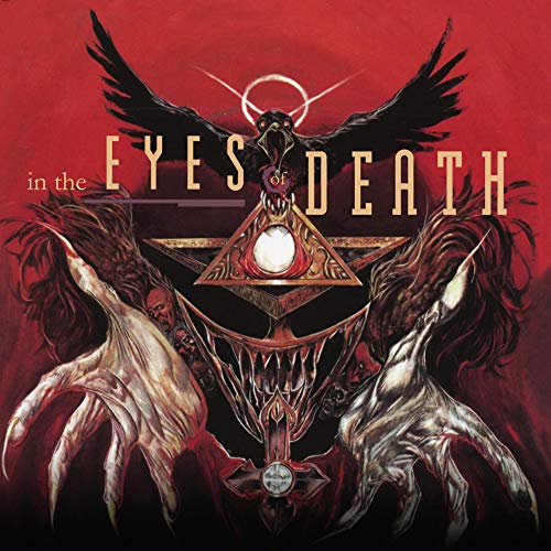 CD cover with raven, ornate design, and hands reaching upwards in red tones.